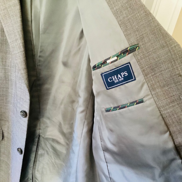 Chaps Men's Sport Coat Gray 100% Wool Size 48 Long Blazer Jacket Office Career - Picture 11 of 15